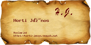 Horti János névjegykártya